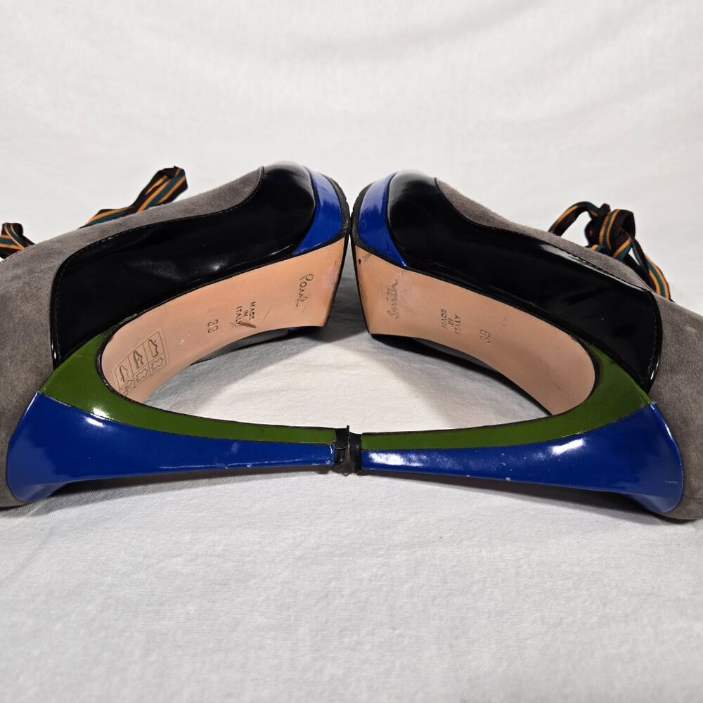 Rare ITALY Vintage PAUL SMITH Old Stock Lace Up Platform Heels Oxfords Size 8.5. - Picture 10 of 17